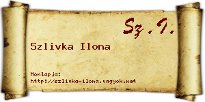 Szlivka Ilona névjegykártya